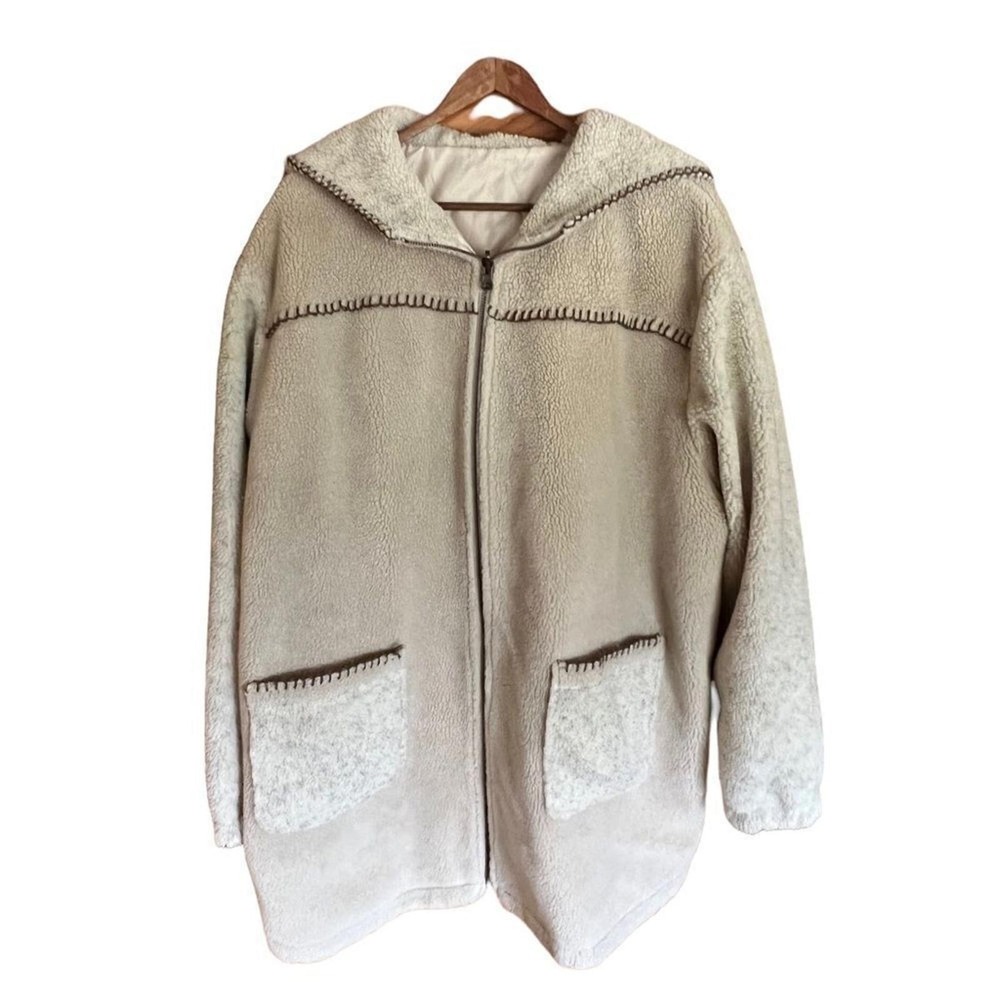 New York Classics Hooded Oatmeal fleece zip‎ front jacket  size 2X